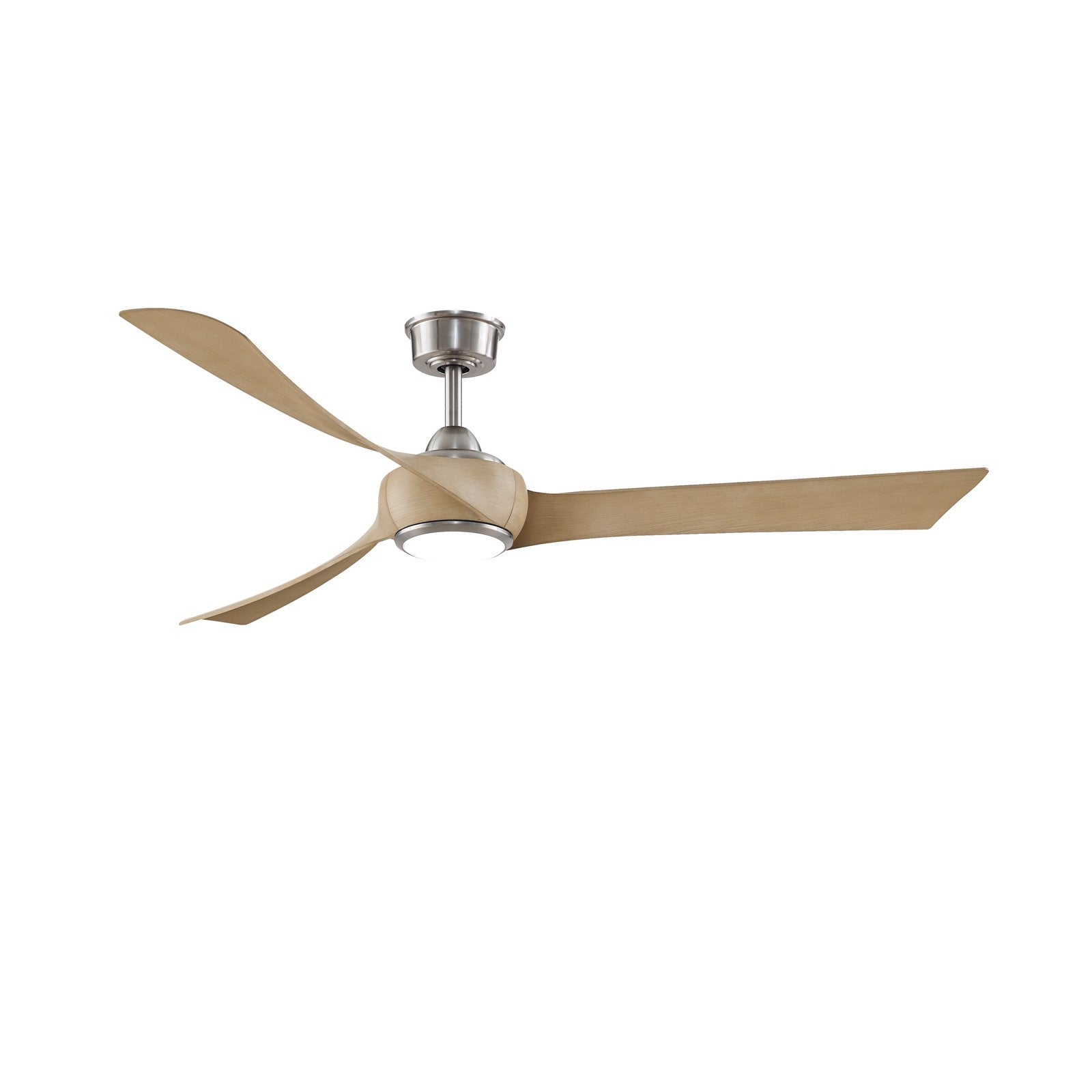 Fanimation Wrap Custom 64in 1-Light Ceiling Fan | Contemporary Brushed Nickel and Natural Composite Blades | Covered Patio | Model FPD8531BN-64N-LK