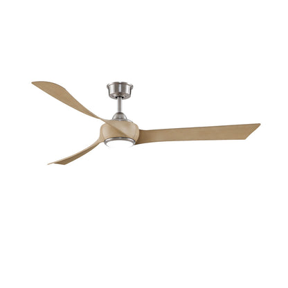 Fanimation Wrap Custom 64in 1-Light Ceiling Fan | Contemporary Brushed Nickel and Natural Composite Blades | Covered Patio | Model FPD8531BN-64N-LK