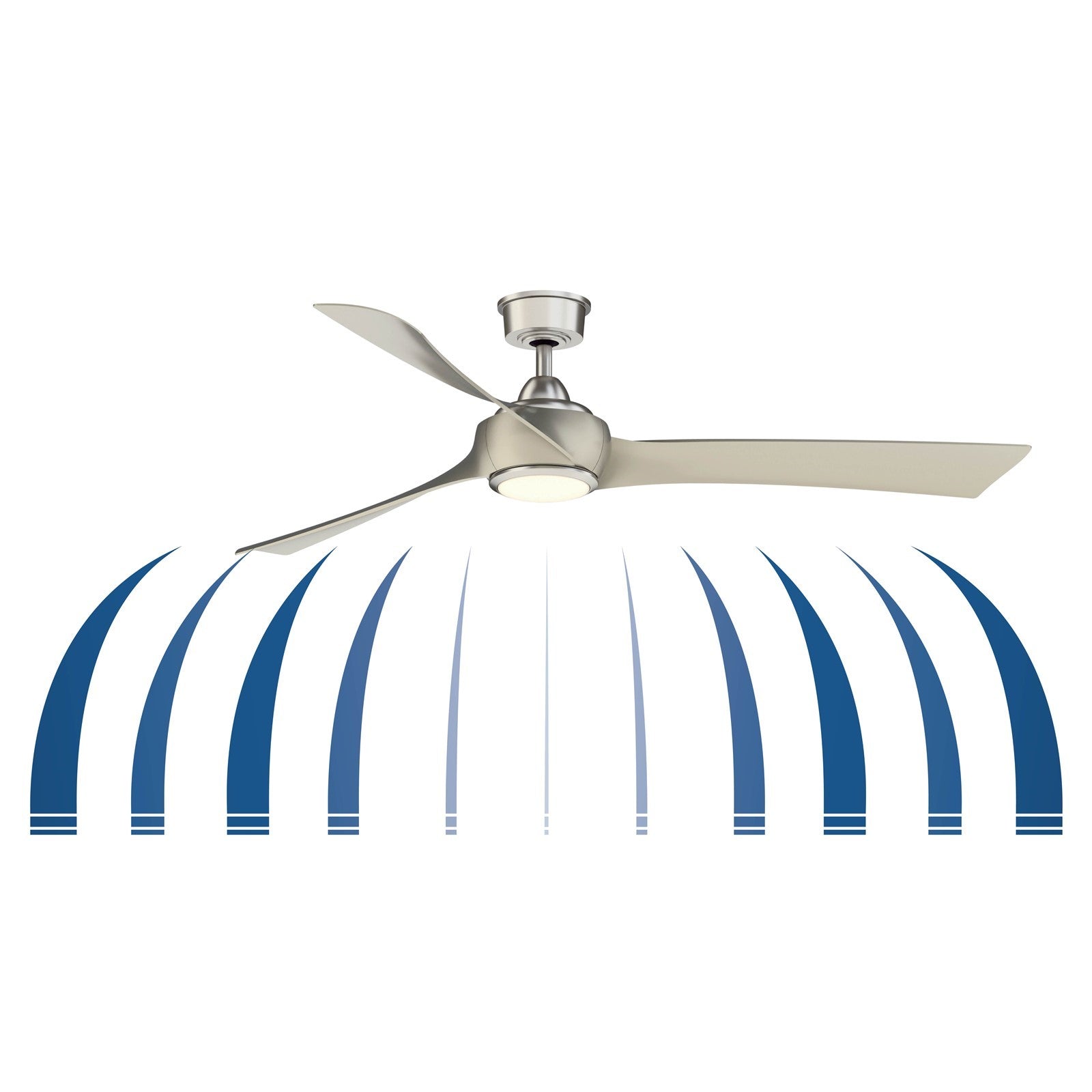 Fanimation Wrap Custom 64in 1-Light Ceiling Fan | Contemporary Brushed Nickel and Natural Composite Blades | Covered Patio | Model FPD8531BN-64N-LK