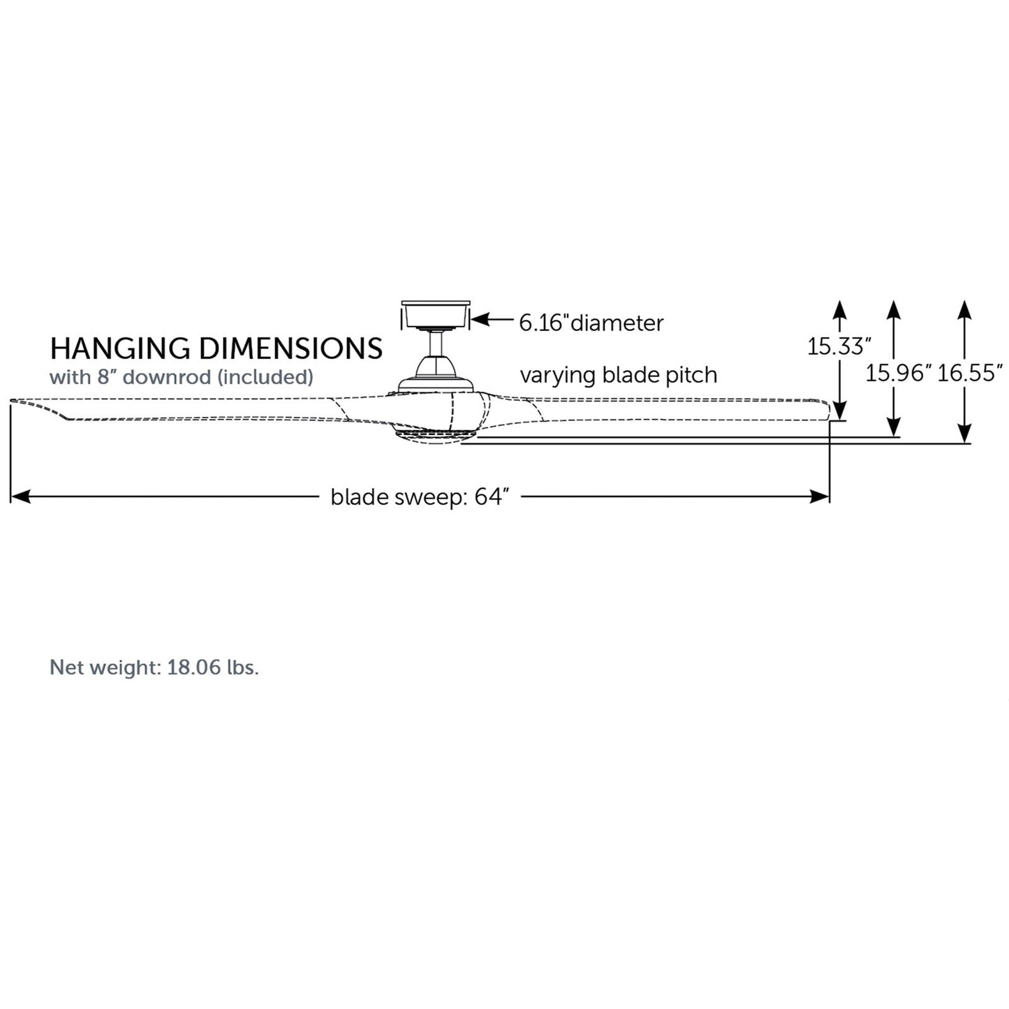 Fanimation Wrap Custom 64in 1-Light Ceiling Fan | Contemporary Brushed Nickel and Natural Composite Blades | Covered Patio | Model FPD8531BN-64N-LK