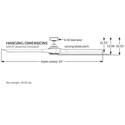 Fanimation Wrap Custom 64in 1-Light Ceiling Fan | Contemporary Brushed Nickel and Natural Composite Blades | Covered Patio | Model FPD8531BN-64N-LK
