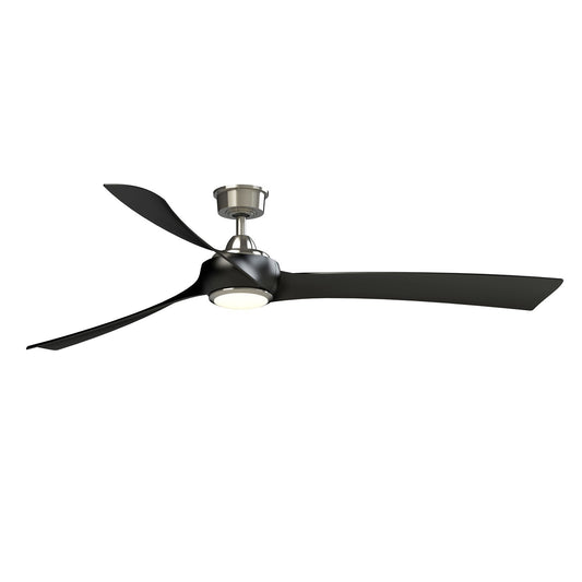 Fanimation Wrap Custom 72in 1-Light Ceiling Fan | Brushed Nickel and Black Composite Blades | Covered Patio & Sunroom | Model FPD8531BN-72BL-LK