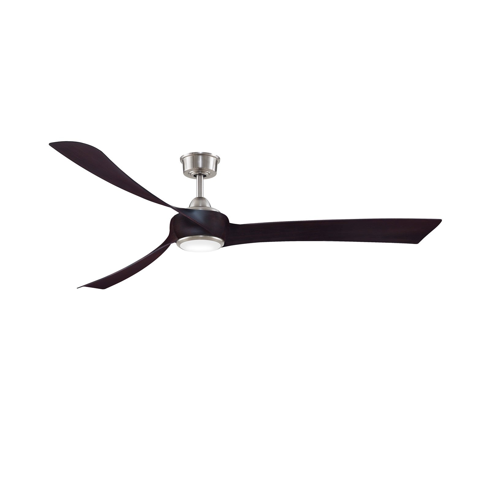 Fanimation Wrap Custom 72in Smart Ceiling Fan | Brushed Nickel and Dark Walnut Composite Blades | Covered Patio & Living | Model FPD8531BN-72DWA-LK