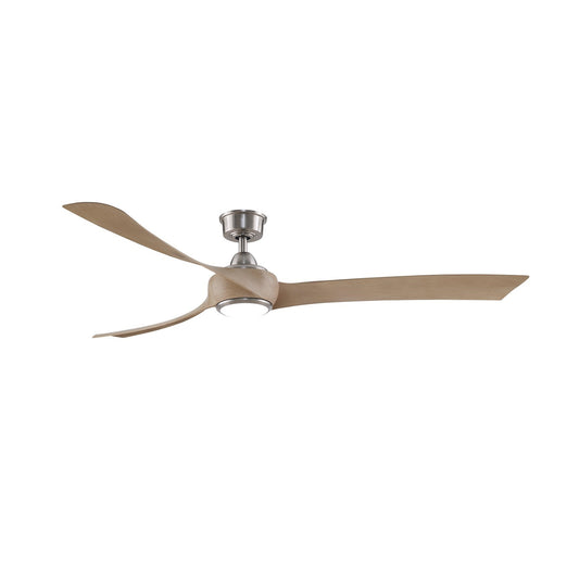 Fanimation Wrap Custom 72in 3-Light Ceiling Fan | Brushed Nickel and Natural Composite Blades | Covered Patio & Porch | Model FPD8531BN-72N-LK