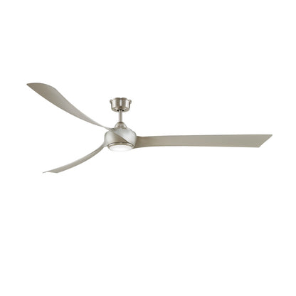 Fanimation Wrap Custom 84in 3-Blade Smart Ceiling Fan with LED Light | Modern Brushed Nickel and Brushed Nickel Composite | Model FPD8531BN-84BN-LK