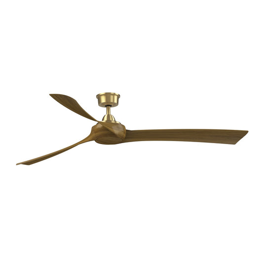 Fanimation Wrap Custom 72in 3-Blade Smart Ceiling Fan | Brushed Satin Brass and Koa Composite Blades | Covered Patio & Living | Model FPD8531BS-72K