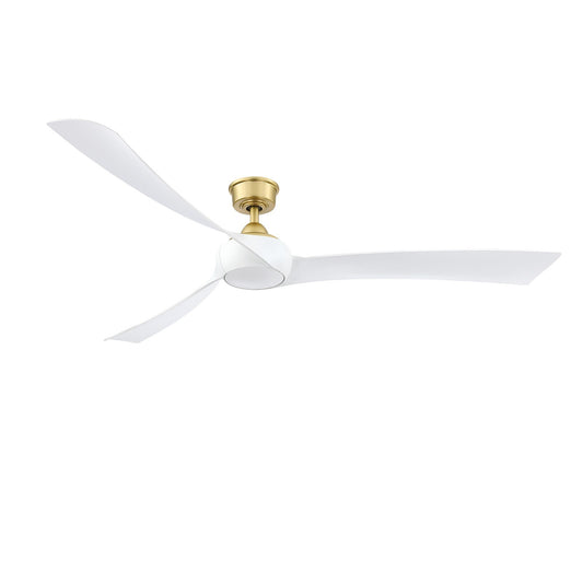 Fanimation Wrap Custom 72in Smart Ceiling Fan | Brushed Satin Brass and Matte White Composite Blades | Covered Patio & Large | Model FPD8531BS-72MW
