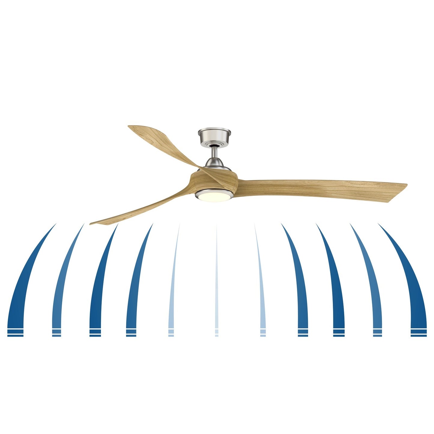 Fanimation Wrap Custom 72in Smart Ceiling Fan | Brushed Satin Brass and Natural Composite Blades | Covered Patio & Large Living | Model FPD8531BS-72N