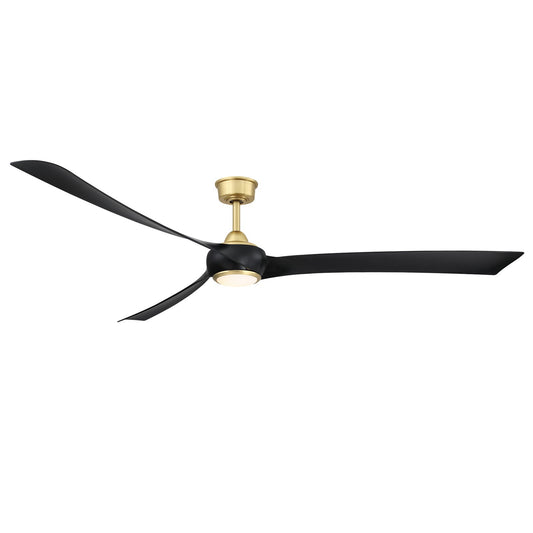 Fanimation Wrap Custom 84in 3-Blade Smart Ceiling Fan | Brushed Satin Brass and Black Composite | Covered Patio & Sunroom | Model FPD8531BS-84BL