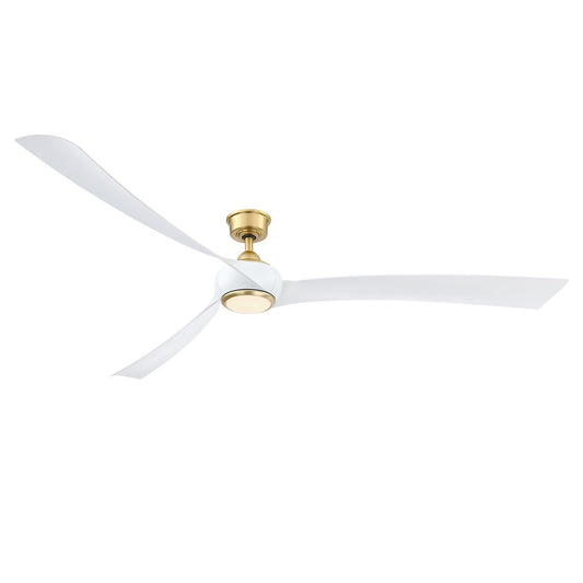 Fanimation Wrap Custom 84in 3-Blade Smart Ceiling Fan with LED Light | Brushed Satin Brass and Matte White Composite Blades | Model FPD8531BS-84MW-LK