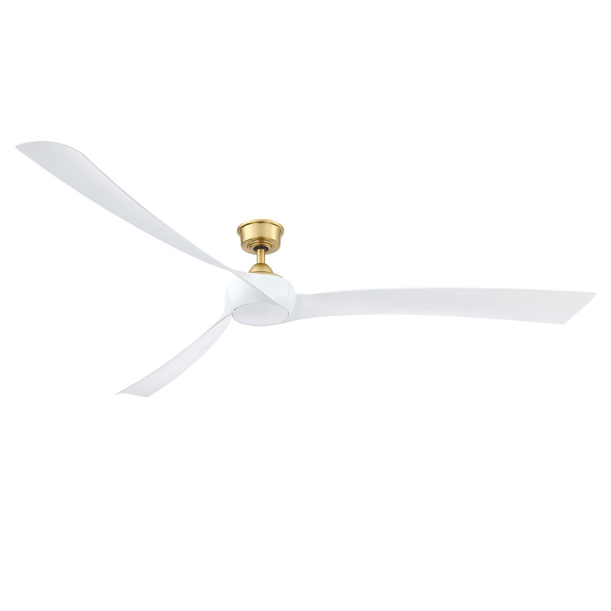 Fanimation Wrap Custom 84in 3-Blade Smart Ceiling Fan with LED Light | Brushed Satin Brass and Matte White Composite Blades | Model FPD8531BS-84MW-LK