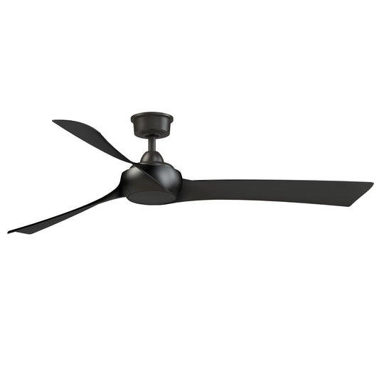 Fanimation Wrap Custom 64in 3-Blade Smart Ceiling Fan | Dark Bronze and Black Composite Blades | Covered Patio & Living Room | Model FPD8531DZ-64BL