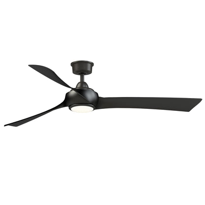 Fanimation Wrap Custom 64in 3-Blade Smart Ceiling Fan with LED Light | Dark Bronze and Black Composite Blades | Covered | Model FPD8531DZ-64BL-LK