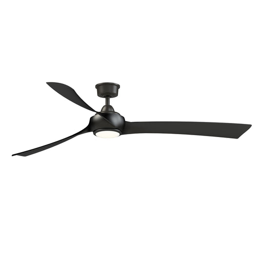 Fanimation Wrap Custom 72in 3-Blade DC Ceiling Fan with LED CCT Light Kit | Dark Bronze and Black Composite | Covered Patio | Model FPD8531DZ-72BL-LK