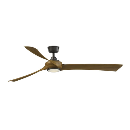 Fanimation Wrap Custom 72in 3-Blade Ceiling Fan with LED Light | Dark Bronze and Koa Composite | Covered Patio & Great Room | Model FPD8531DZ-72K-LK