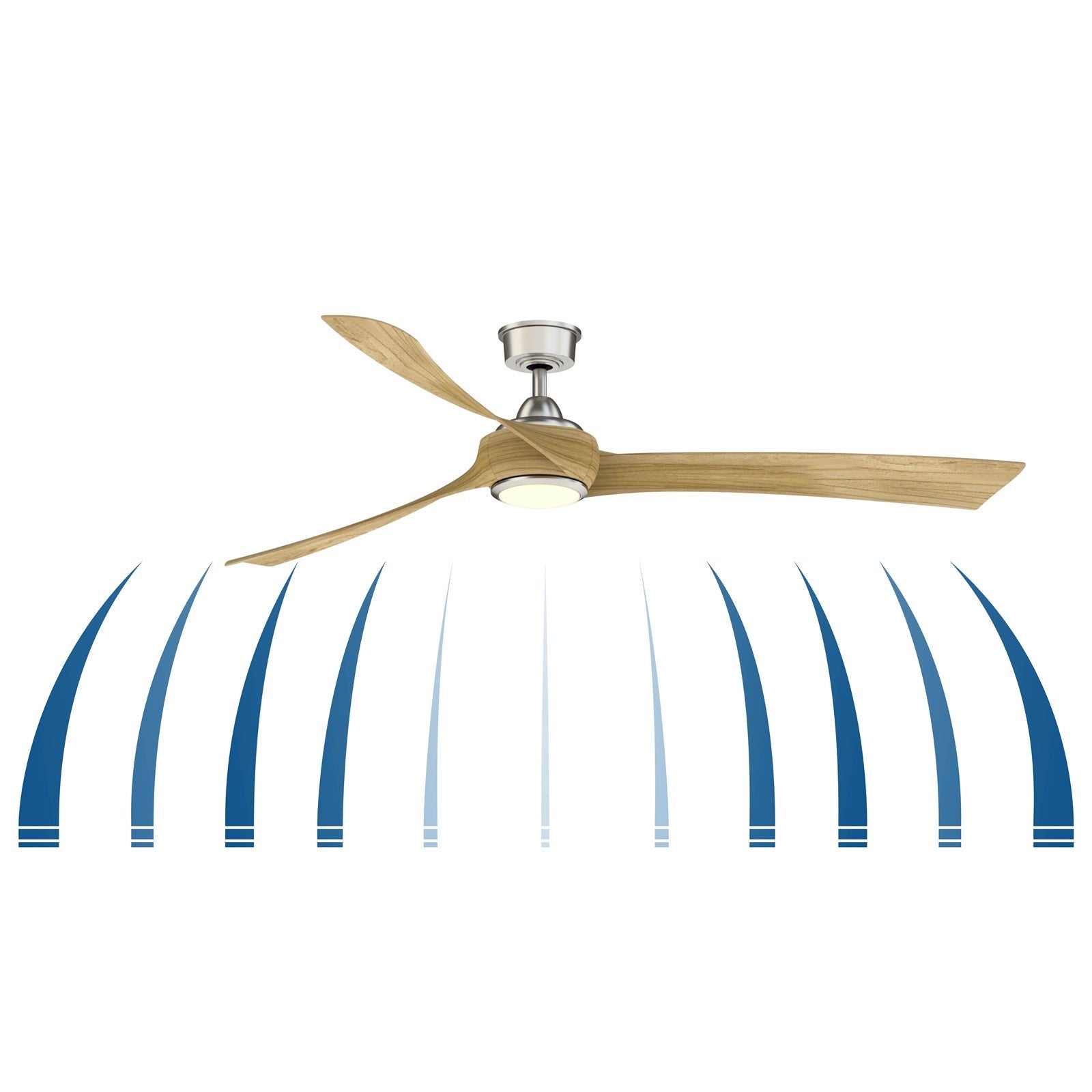 Fanimation Wrap Custom 72in 3-Blade Ceiling Fan with LED Light | Dark Bronze and Koa Composite | Covered Patio & Great Room | Model FPD8531DZ-72K-LK