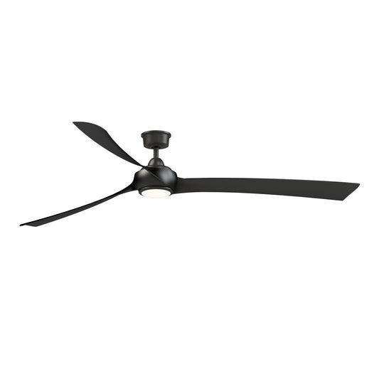 Fanimation Wrap Custom 84in 3-Blade Ceiling Fan with LED Light | Dark Bronze and Black Composite Blades | Covered Patio | Model FPD8531DZ-84BL-LK