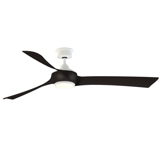 Fanimation Wrap Custom 64in 3-Blade Smart Ceiling Fan with LED Light | Matte White and Dark Walnut Composite | Covered | Model FPD8531MW-64DWA-LK