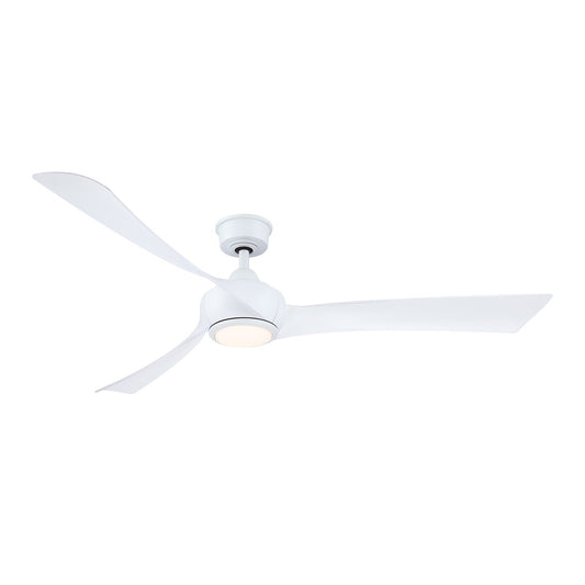 Fanimation Wrap Custom 64in 3-Blade Smart Ceiling Fan with LED Light | Matte White Composite Blades | Covered Patio | Model FPD8531MW-64MW-LK