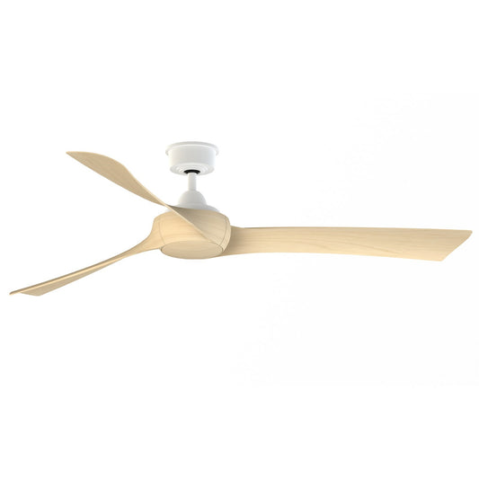 Fanimation Wrap Custom 64in Smart Ceiling Fan | Matte White and Natural Composite Blades | Covered Patio & Living Room | Model FPD8531MW-64N