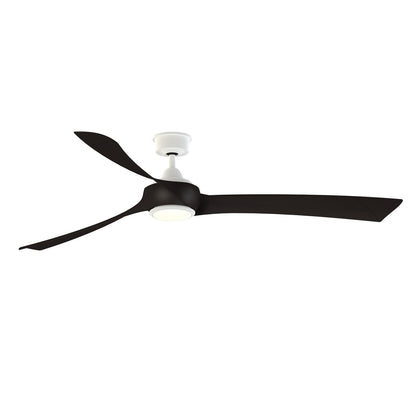 Fanimation Wrap Custom 72in 3-Blade Smart Ceiling Fan with LED Light Kit | Matte White and Dark Walnut Composite Blades | Model FPD8531MW-72DWA-LK