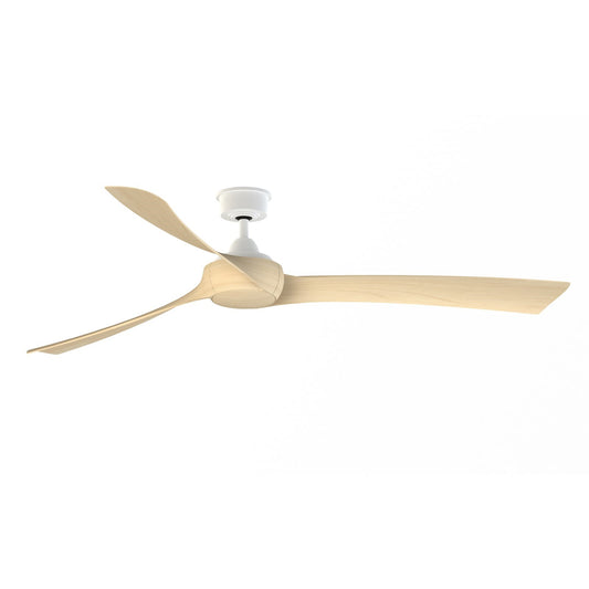 Fanimation Wrap Custom 72in 3-Blade Smart Ceiling Fan | Matte White and Natural Composite Blades | Covered Patio & Porch | Model FPD8531MW-72N