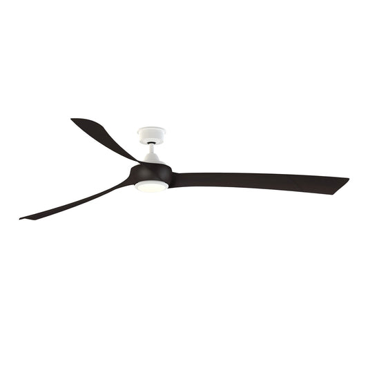 Fanimation Wrap Custom 84in 3-Blade Smart Ceiling Fan with LED Light Kit | Matte White and Dark Walnut Composite Blades | Model FPD8531MW-84DWA-LK