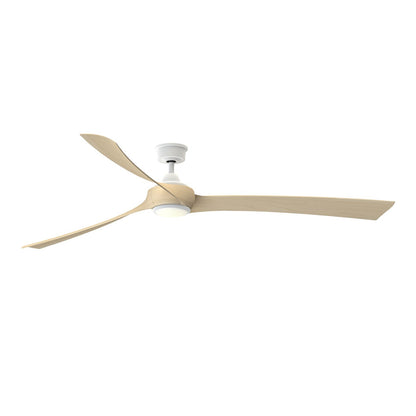 Fanimation Wrap Custom 84in 3-Blade Smart Ceiling Fan with LED Light Kit | Matte White and Natural Composite Blades | Model FPD8531MW-84N-LK