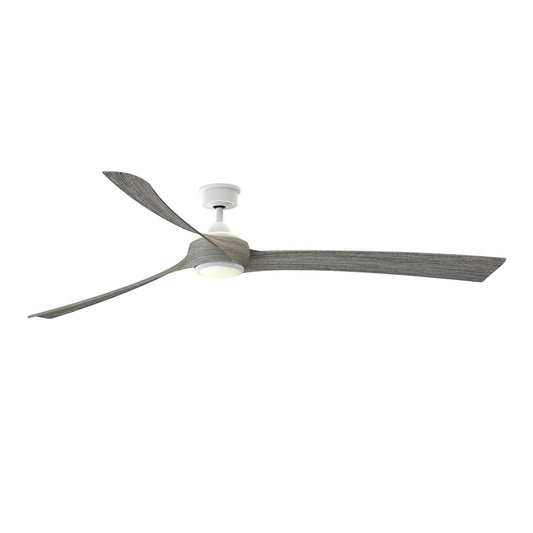 Fanimation Wrap Custom 84in 3-Blade Smart Ceiling Fan with LED Light | Matte White and Weathered Wood Composite | Covered | Model FPD8531MW-84WE-LK