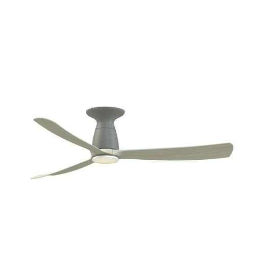 Fanimation Kute 52in Flush Smart Ceiling Fan | Antique Graphite and Light Oak Composite | Covered Patio & Bedroom | Model FPD8534AGP-LK-F