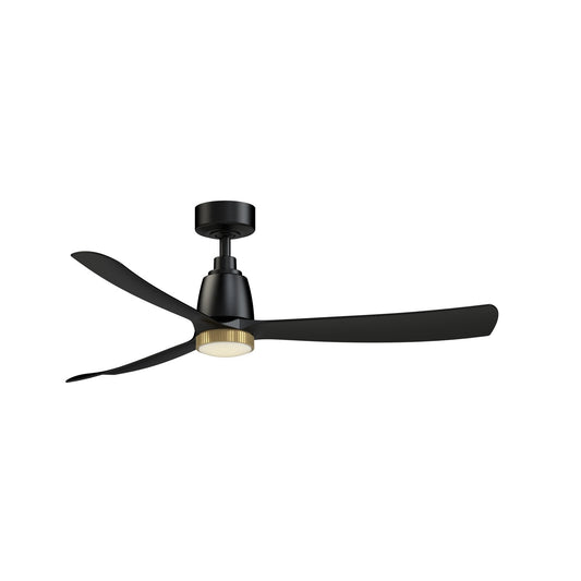 Fanimation Kute 52in Smart Ceiling Fan | Black and Brushed Satin Brass with Black Composite | Covered Patio & Bedroom | Model FPD8534BL-BSKLK