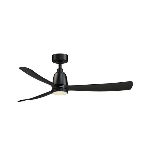Fanimation Kute 52in 1-Light Smart Ceiling Fan | Modern Black and Black Composite Blades | Covered Patio & Living Room | Model FPD8534BL-KLK