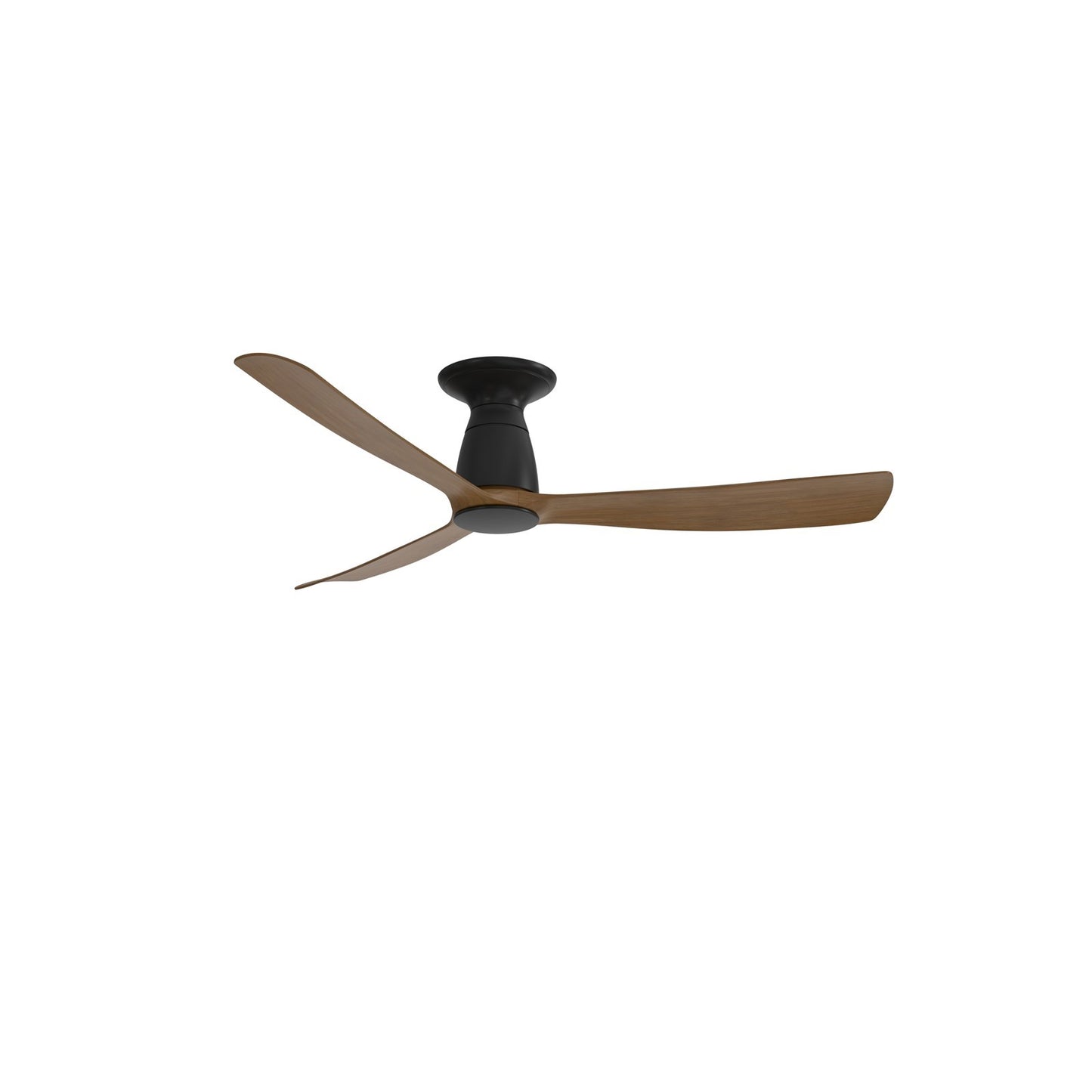 Fanimation Kute 52in Flush Smart Ceiling Fan No Light | Black and Koa Composite Blades | Covered Patio & Bedroom | Model FPD8534BLK-F