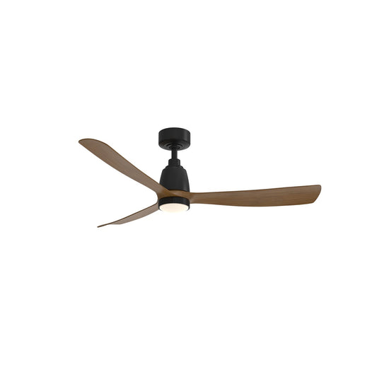 Fanimation Kute 52in Smart Ceiling Fan with Knurled LED Light Kit | Black and Koa Composite Blades | Covered Patio & Bedroom | Model FPD8534BLK-KLK