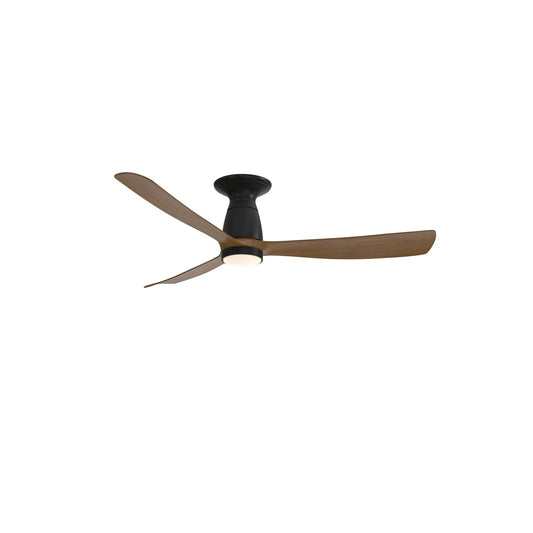 Fanimation Kute 52in Flush Smart Ceiling Fan with Knurled LED Light Kit | Black and Koa Composite Blades | Covered Patio | Model FPD8534BLK-KLK-F