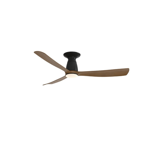 Fanimation Kute 52in Flush 1-Light Smart Ceiling Fan | Modern Black and Koa Composite Blades | Covered Patio & Low Ceiling | Model FPD8534BLK-LK-F