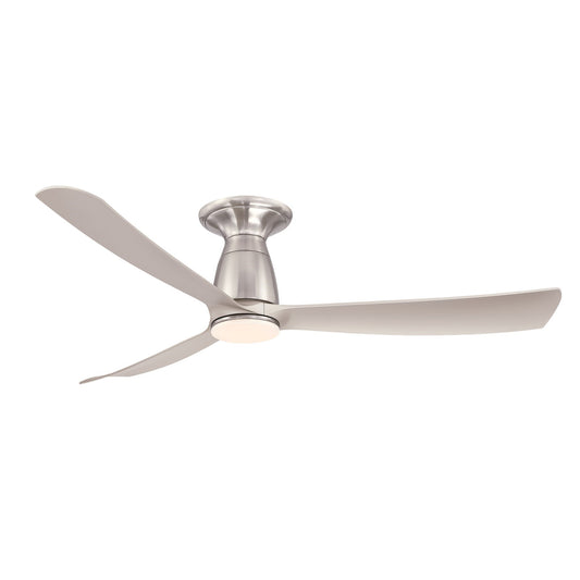 Fanimation Kute 52in Flush 1-Light Smart Ceiling Fan | Brushed Nickel and Opal Frosted Glass | Covered Patio & Low Ceiling | Model FPD8534BN-LK-F