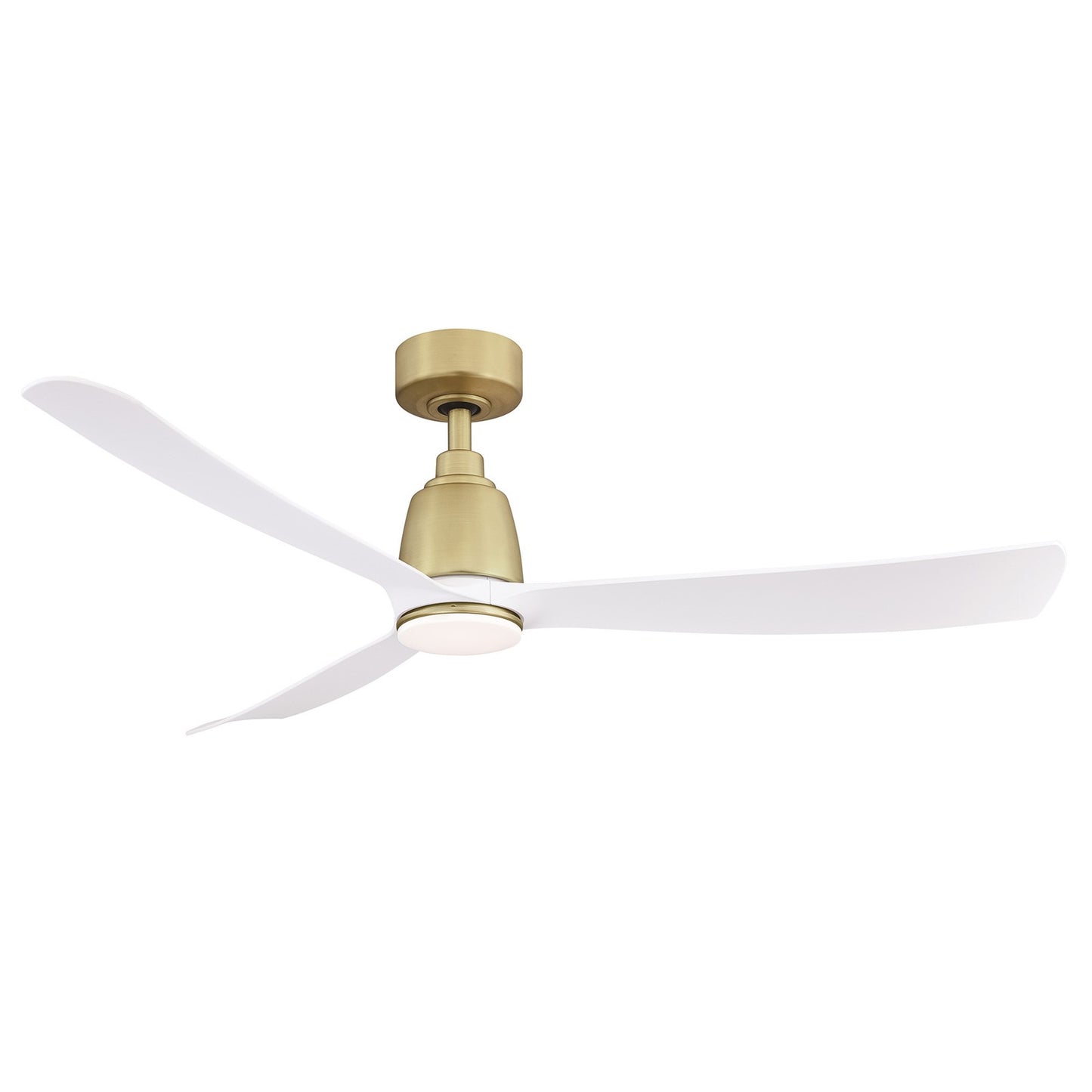 Fanimation Kute 52in 1-Light Smart Ceiling Fan | Brushed Satin Brass and Matte White Composite Blades | Covered Patio & Bedroom | Model FPD8534BS-LK