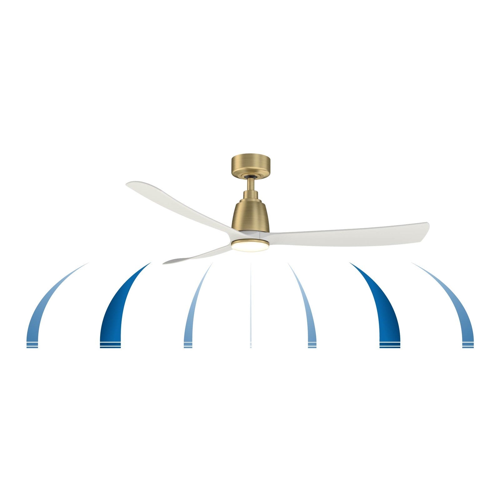 Fanimation Kute 52in Smart Ceiling Fan | Brushed Satin Brass and Matte White Blades | Covered Patio & Bedroom | Model FPD8534BS-LKMW