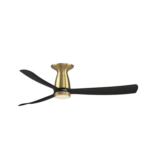 Fanimation Kute 52in Flush 1-Light Smart Ceiling Fan | Brushed Satin Brass and Opal Frosted Glass | Covered Patio & Low | Model FPD8534BSBL-KLK-F