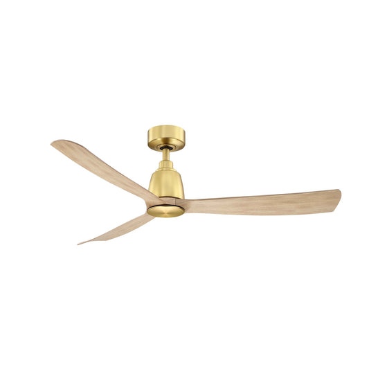 Fanimation Kute 52in 3-Blade Smart Ceiling Fan | Satin Brass and Natural Composite Blades | Covered Patio & Living Room | Model FPD8534BSN