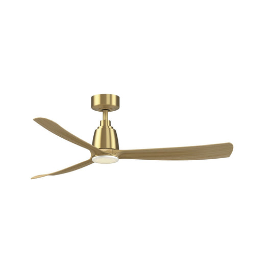 Fanimation Kute 52in Smart Ceiling Fan with LED Light Kit | Brushed Satin Brass and Natural Composite Blades | Covered Patio | Model FPD8534BSN-LK