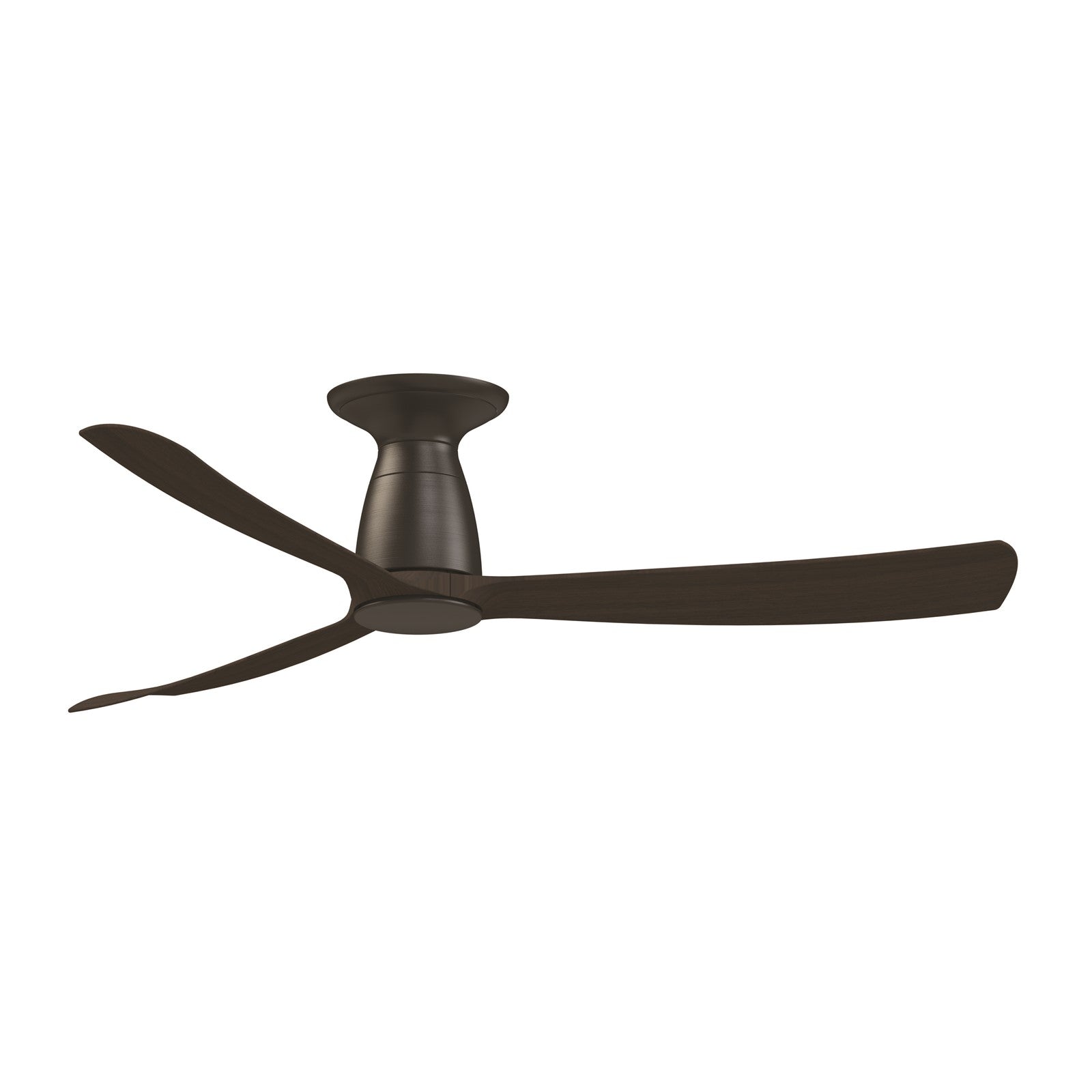 Fanimation Kute 52in Flush Smart Ceiling Fan | Dark Bronze and Dark Walnut Composite Blades | Covered Patio & Bedroom | Model FPD8534DZ-F