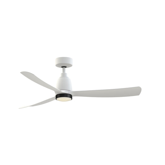 Fanimation Kute 52in Smart Ceiling Fan | Matte White and Black Knurled LED | Covered Patio & Bedroom | 52 x 52 x 14.48 in | Model FPD8534MW-BLKLK