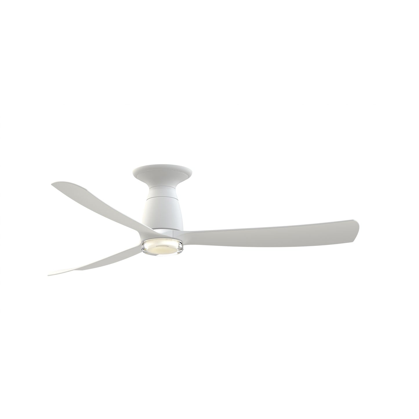 Fanimation Kute 52in Flush Smart Ceiling Fan | Matte White and Clear Double-Walled LED | Low Ceiling & Covered Patio | Model FPD8534MW-DWLK-F