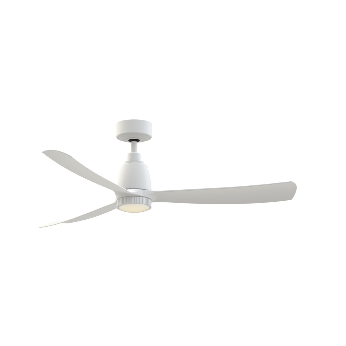 Fanimation Kute 52in Smart Ceiling Fan with Knurled LED Light Kit | Matte White Composite Blades | Covered Patio & Bedroom | Model FPD8534MW-KLK