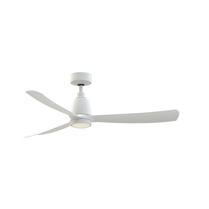 Fanimation Kute 52in Smart Ceiling Fan with Knurled LED Light Kit | Matte White Composite Blades | Covered Patio & Bedroom | Model FPD8534MW-KLK