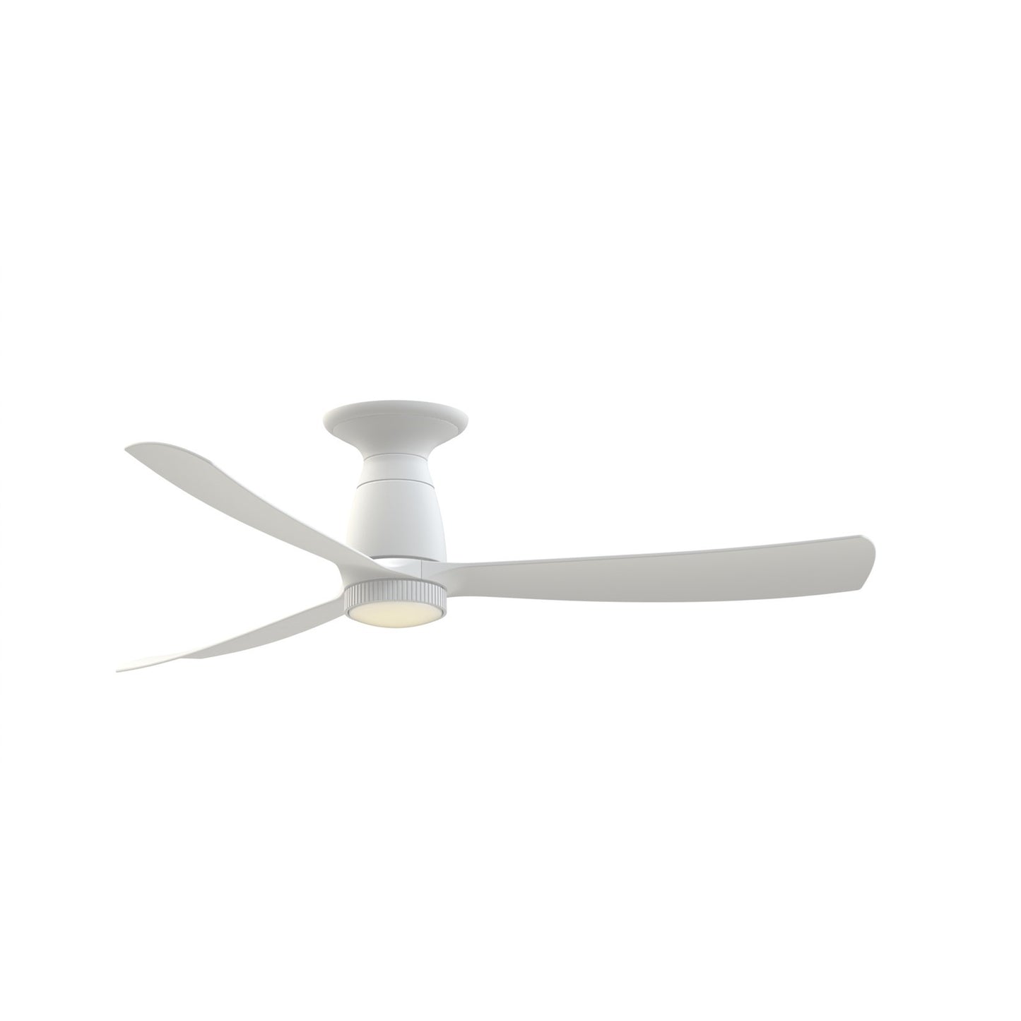 Fanimation Kute 52in Flush Mount Smart Ceiling Fan with Knurled LED Light Kit | Matte White Composite Blades | Bedroom | Model FPD8534MW-KLK-F