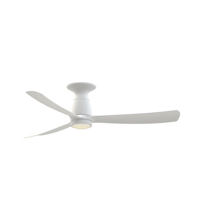 Fanimation Kute 52in Flush Mount Smart Ceiling Fan with Knurled LED Light Kit | Matte White Composite Blades | Bedroom | Model FPD8534MW-KLK-F