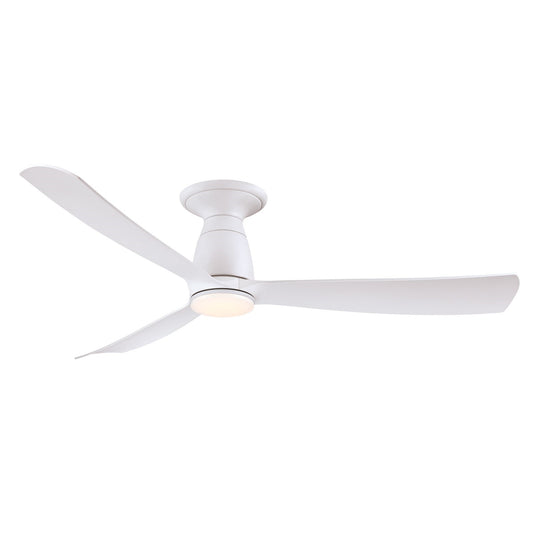 Fanimation Kute 52in Flush Mount 1-Light Smart Ceiling Fan | Matte White with Opal Frosted Glass | Low Ceiling Bedroom | Model FPD8534MW-LK-F